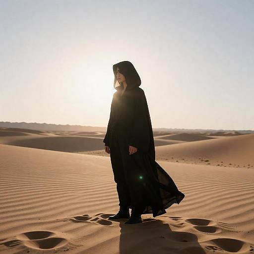 Mysterious Figure in Desert Landscape