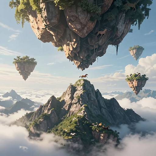 Upside-Down Mountains with Floating Islands