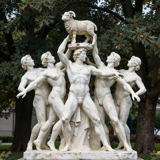 Expressionist Statue of Dancers and Lamb