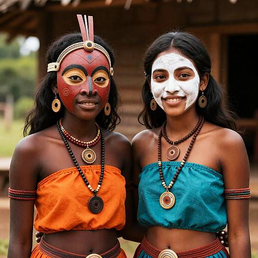 Vibrant Tribal Elegance: Diverse Sisters