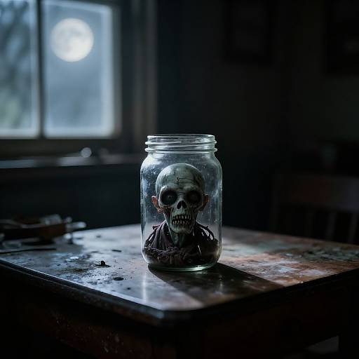 Creepy Zombie Head in Jar