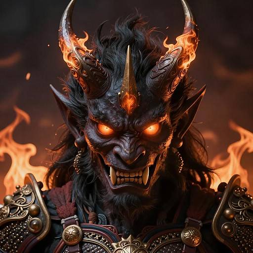 Fiery Oni Demon in Captivating Detail