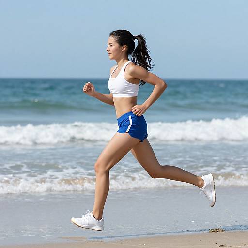 Young Woman Running on Beach
