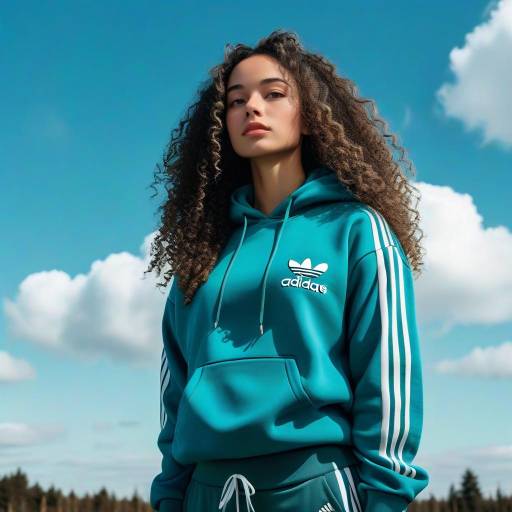 Confident Young Woman in Teal Hoodie