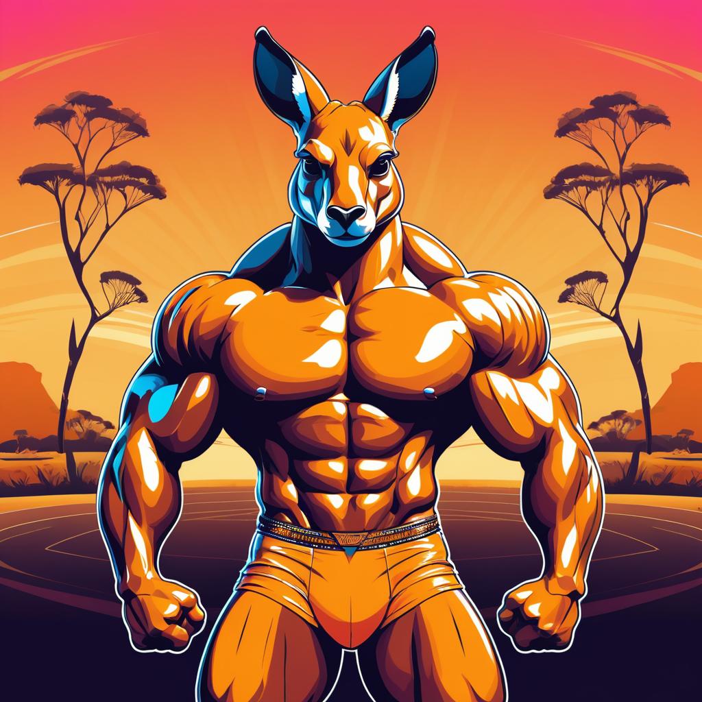 Buff Anthropomorphic Kangaroo in Vibrant Outback