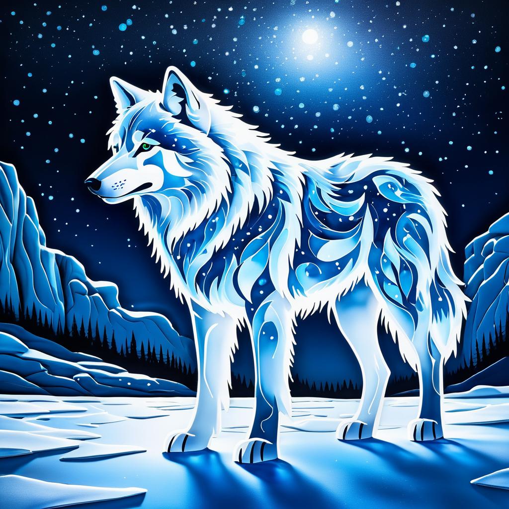 Mythical Frost Wolf in Polar Night