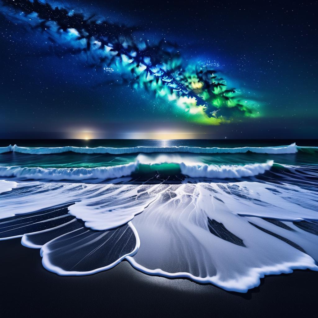 Enchanting Night Sky Over Black Sand Beach