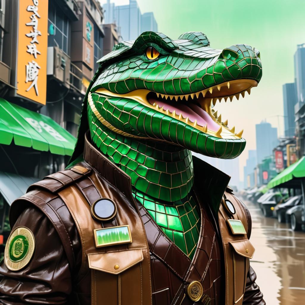 Dystopian Portrait of an Anthro Crocodile