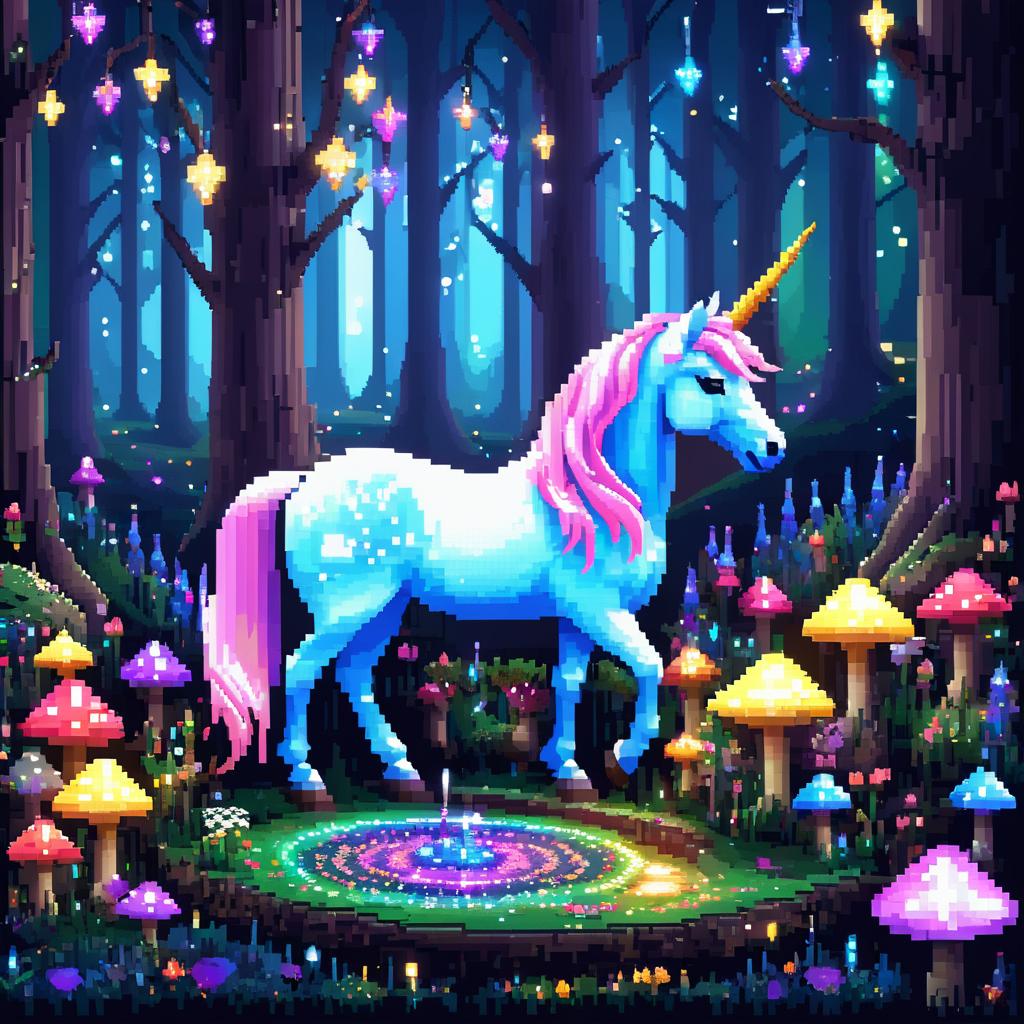 Magical Unicorn Statue in Enchanted Forest