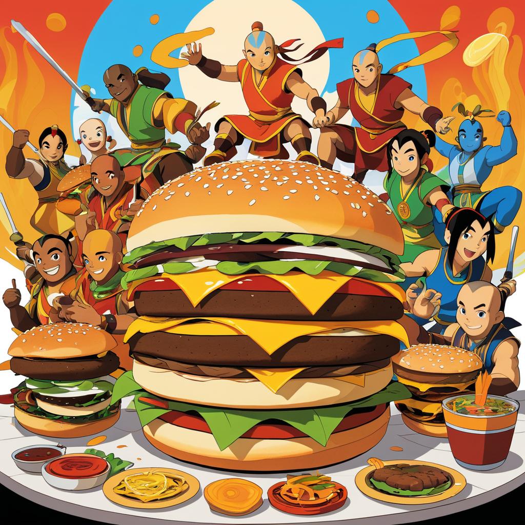 Avatar Characters Sharing a Giant Burger