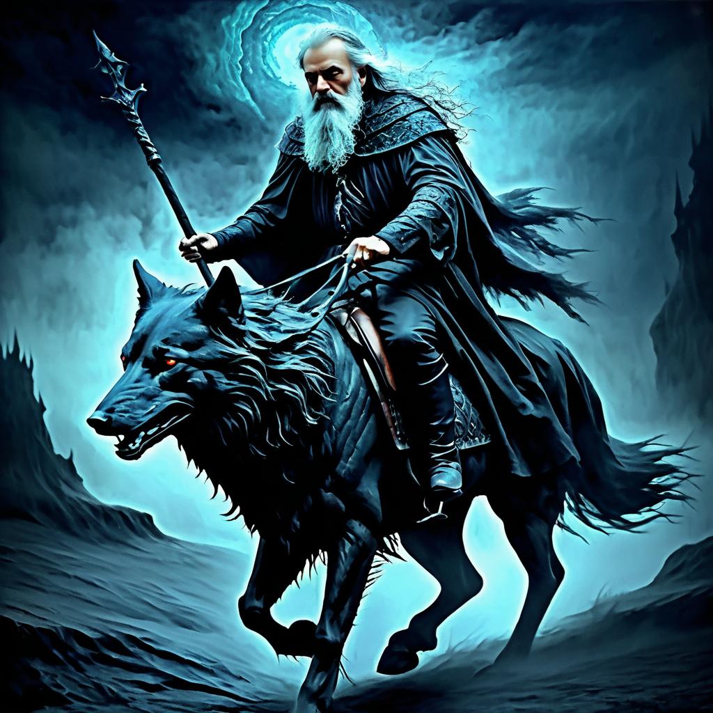 Mysterious Old Man on a Hellish Wolf