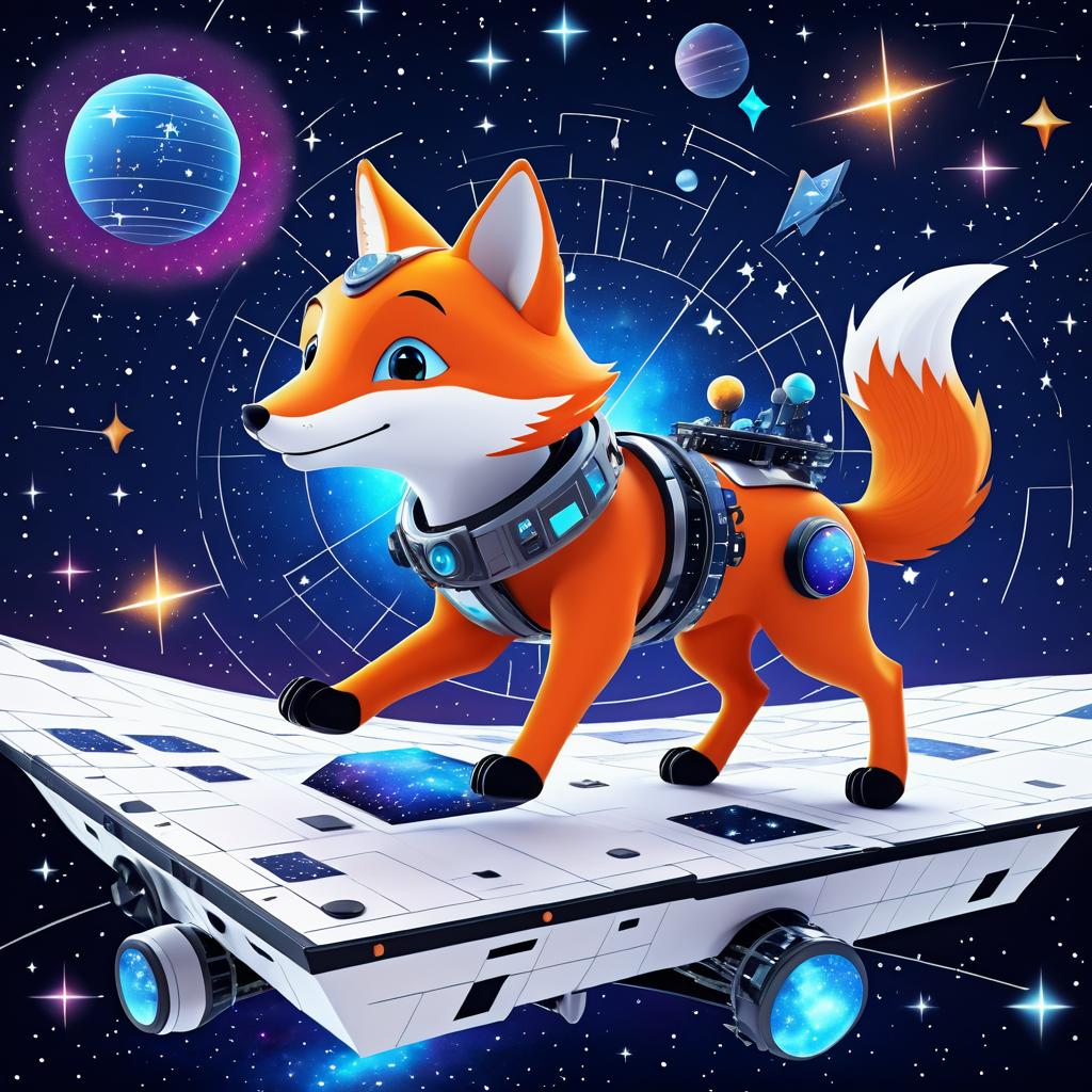 Joyful Robotic Fox Exploring the Heavens