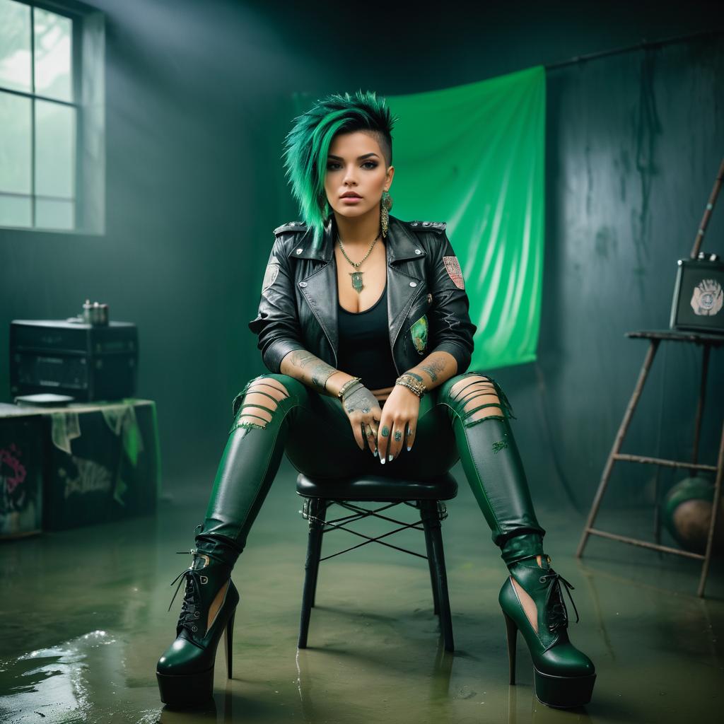 Punk Fashion Portrait in Studio Setting