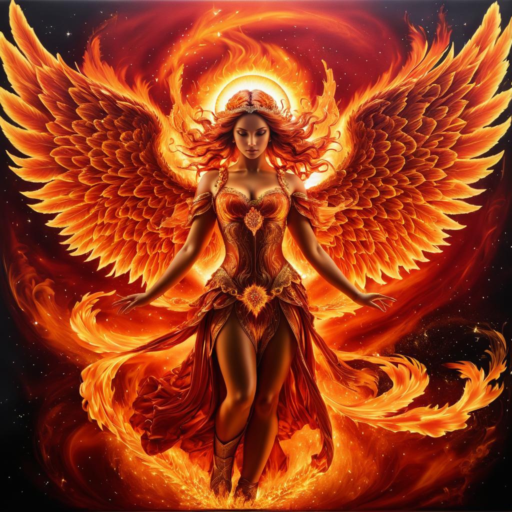 Fiery Angel in Celestial Flames Artwork