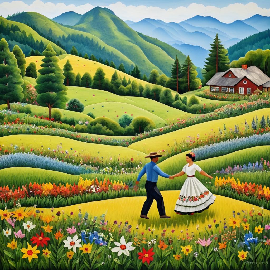 Folk Art Dance in a Mountain Meadow