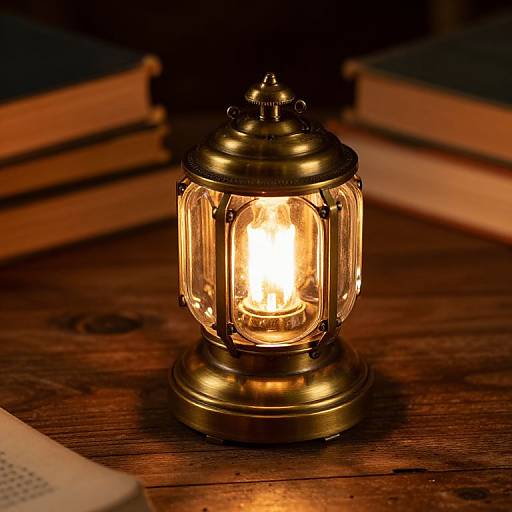 Vintage Brass Magnifier on Wooden Table