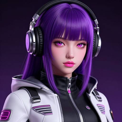 Quantum Cryptography Manga Girl Portrait