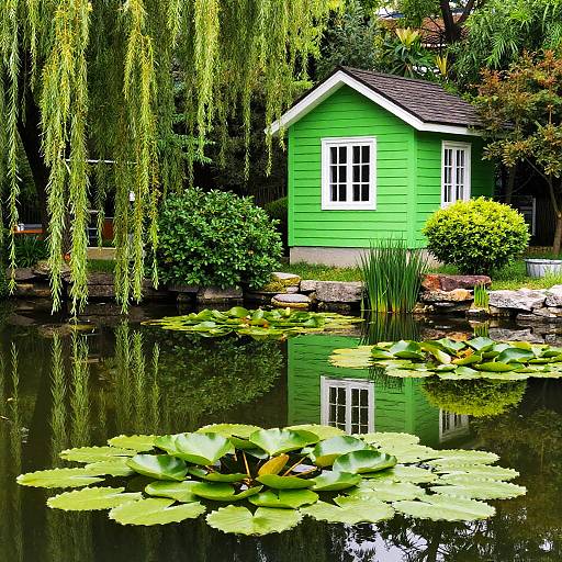 Serene Garden Pond with Lily Pads