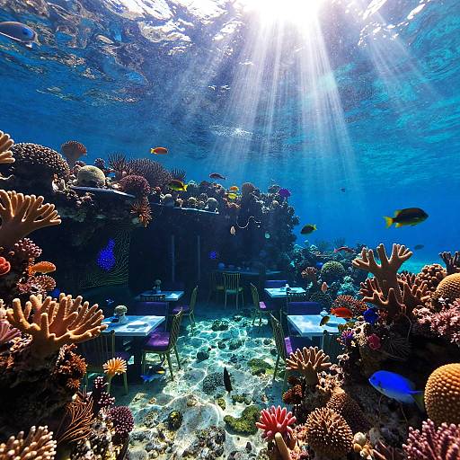 Vibrant Underwater Coral Reef Lounge