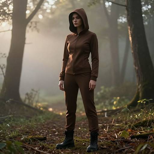 Misty Forest Hooded Figure