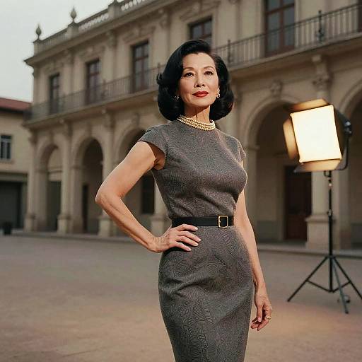 Distinguished Woman in 1960s Style Dress