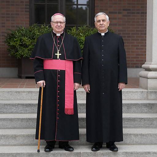 Two Men in Clerical Attire on Steps