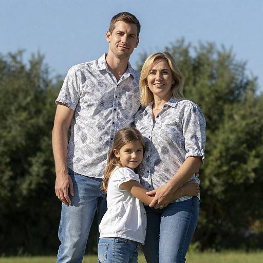 Outdoor Family Portrait with Matching Outfits