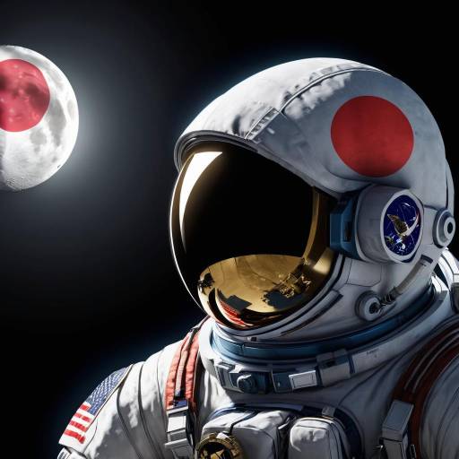 Astronaut Surrounded by Flags in Space