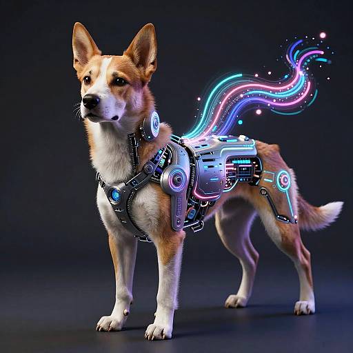 Futuristic AI Dog Creation Visual