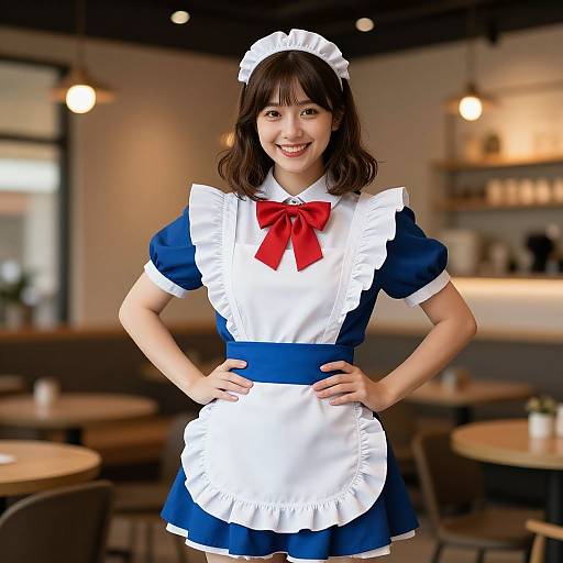 Cheerful Maid in Modern Café