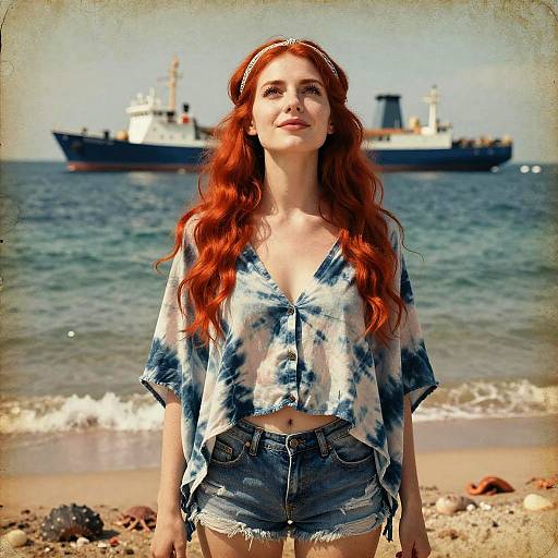 Fiery Redhead in Nautical Vibes
