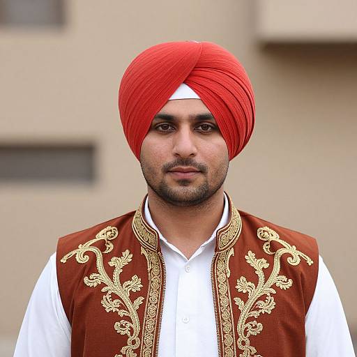 Close-Up of Man in Bhangra Dress