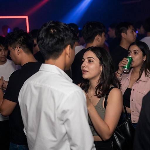 Vibrant Nightclub Scene with Dancing Faces
