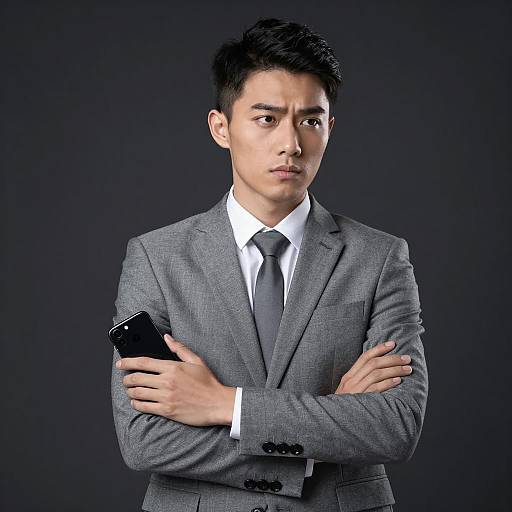Business Man in Gray Suit Portrait