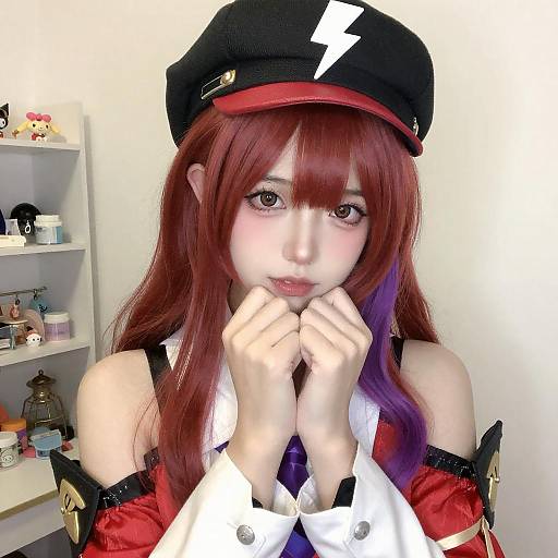 Young Woman in Vibrant Cosplay Outfit