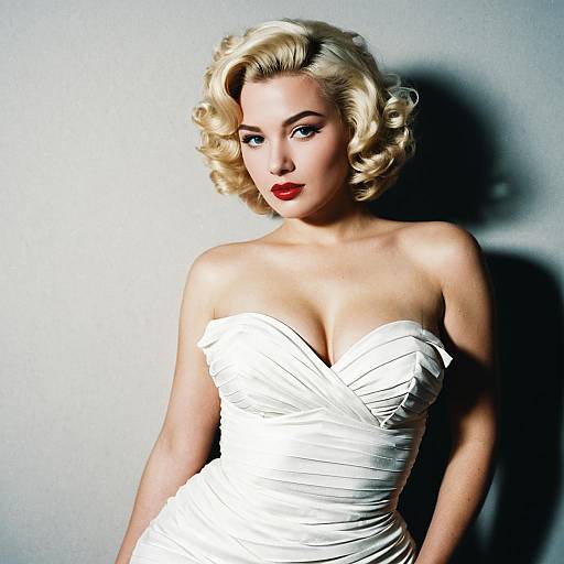 Woman in White Marilyn Monroe Style Dress