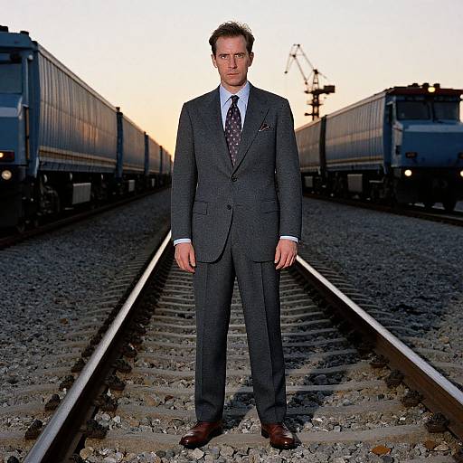 Confident Man by Industrial Railway Tracks