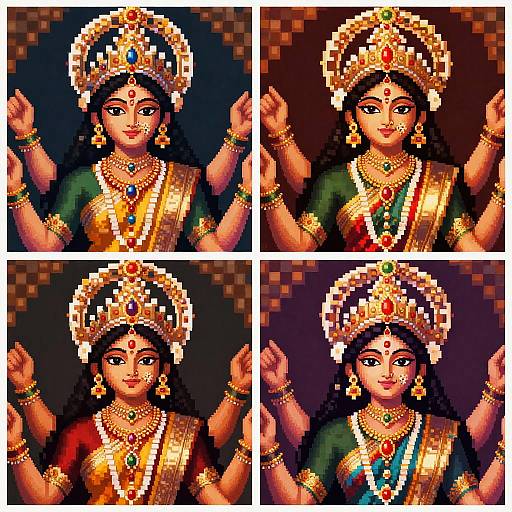 Pixelated Indian Goddesses Collage