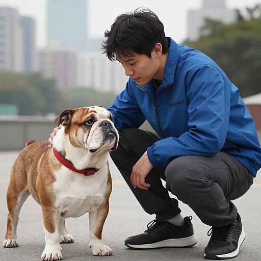 Candid Urban Moment with Bulldog
