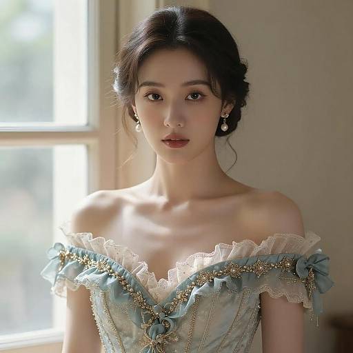Elegant Woman in Vintage-Inspired Gown