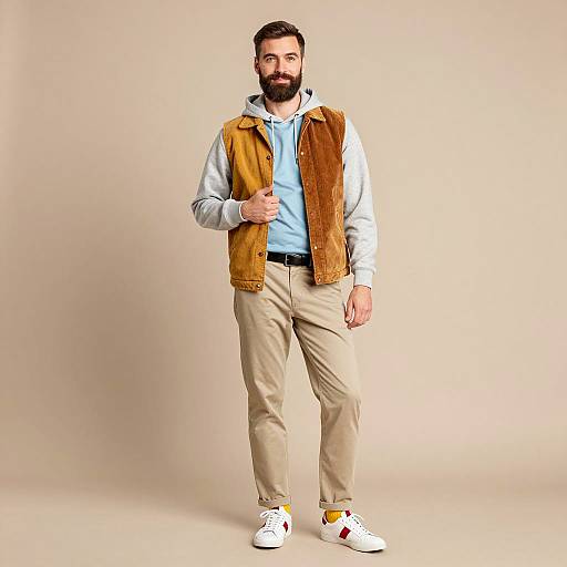 Bearded Man in Casual Modern Outfit