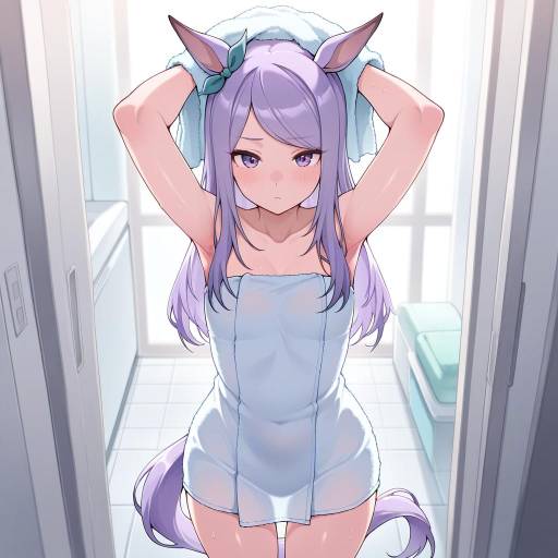 Charming Horse Girl in a Towel