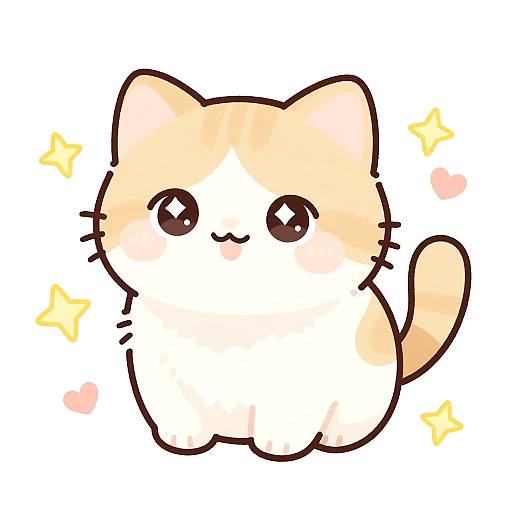 Kawaii Chubby Pastel Cat Sticker