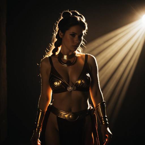 Woman in Slave Leia Costume with Backlit Silhouette