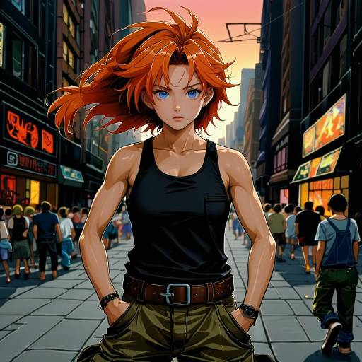 Determined Girl in Twilight Urban Setting