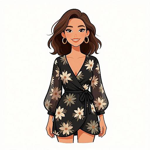 Boho-Chic Woman in Floral Dress