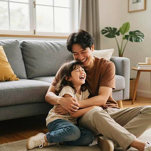 Father and Daughter Cozy Living Moment