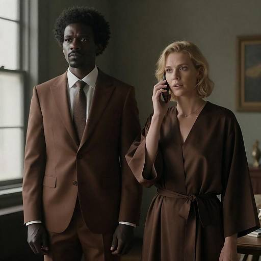 Serious Portrait: Afro Man and Blonde Woman