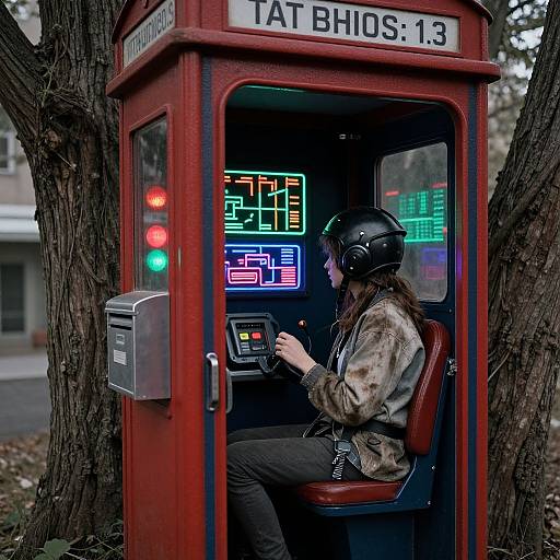 Hyperpunk Treehouse with Small Phone Booth