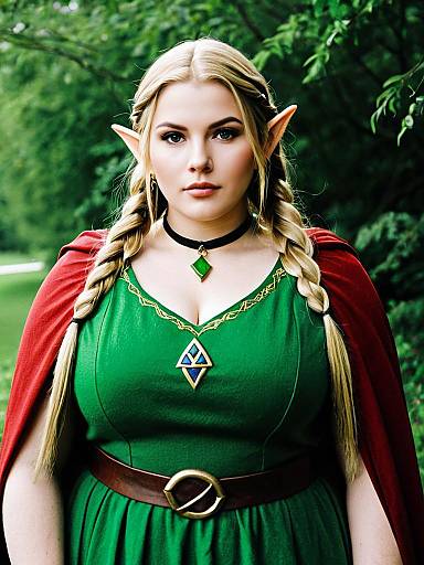 Plus-Size Elven Princess in Green Dress